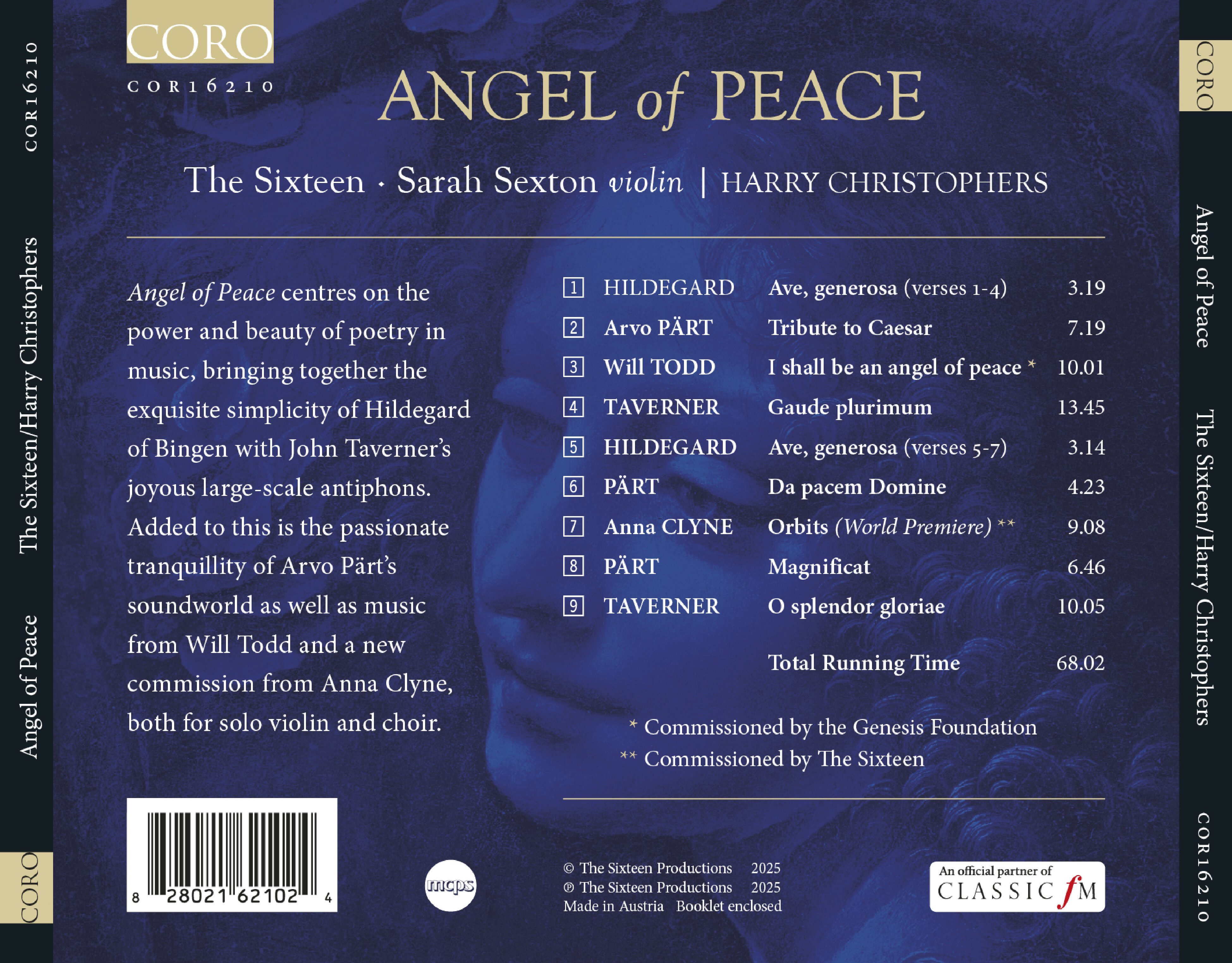 The Sixteen 평화의 천사 - 힐데가르트 폰 빙엔, 패르트, 태버너, 안나 클라인 (Angel of Peace)