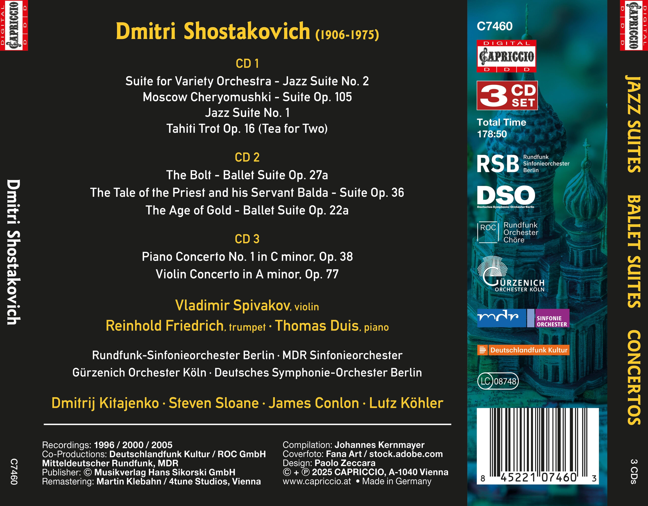 Dmitrij Kitajenko 쇼스타코비치: 재즈 모음곡, 발레 모음곡, 협주곡들 (Shostakovich: Jazz Suite; Ballet Suites; Concertos)
