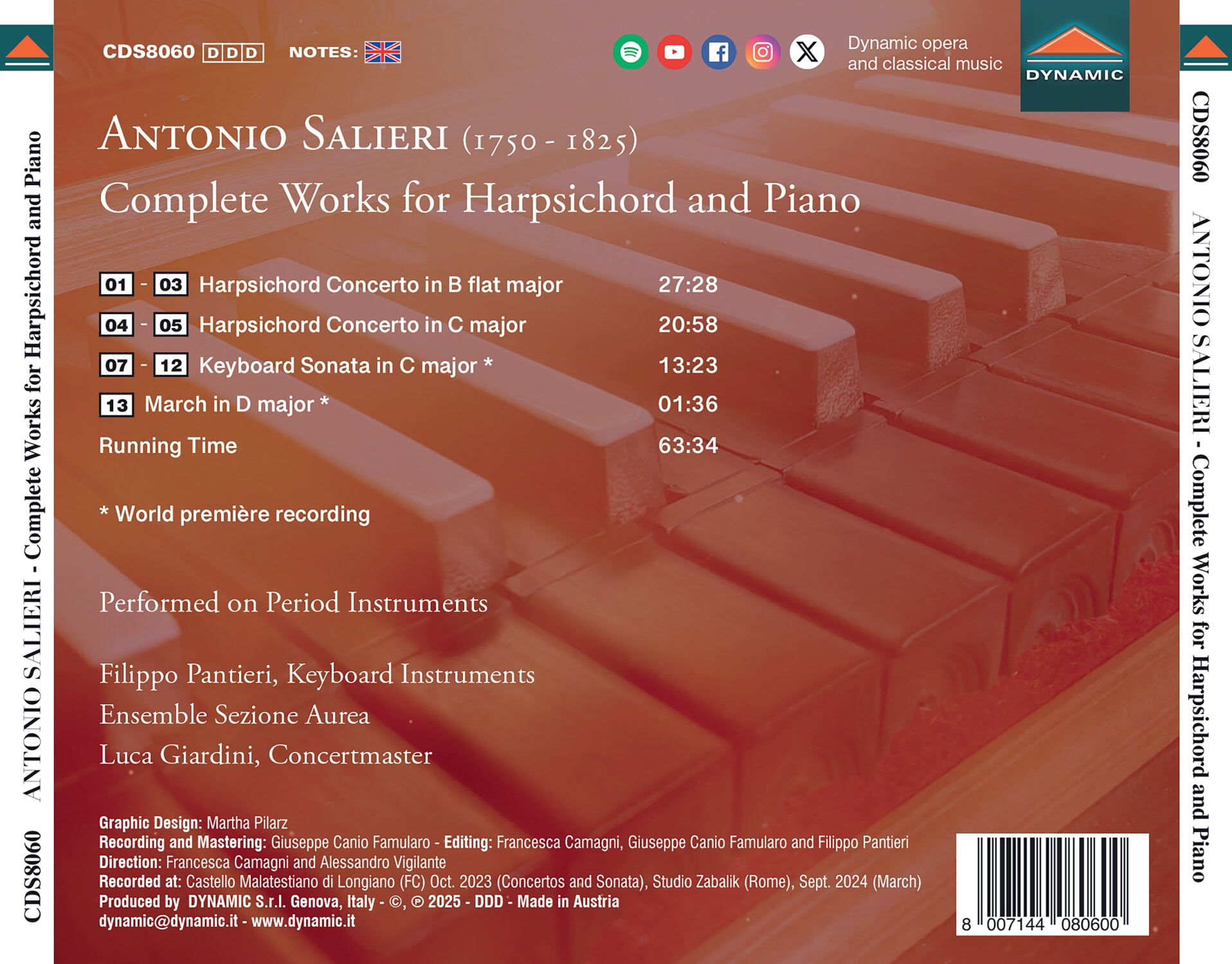Filippo Pantieri 살리에리: 하프시코드와 피아노를 위한 작품 전곡 (Salieri: Complete Works for Harpsichord & Piano)