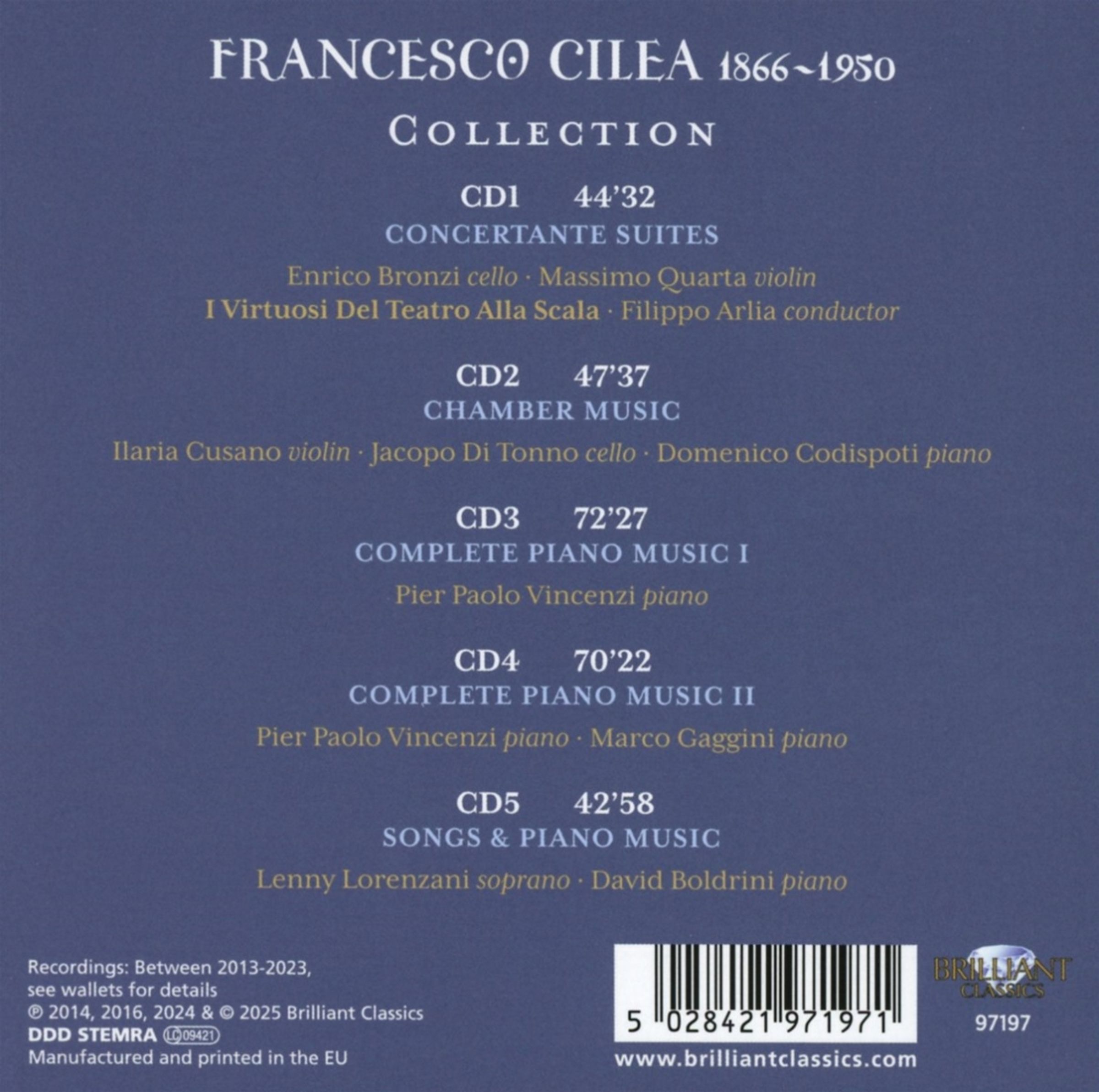 프란체스코 칠레아 콜렉션 (Francesco Cilea: Collection Italian Romantics Series)