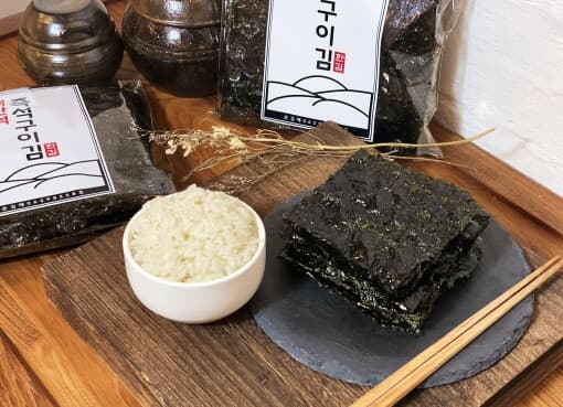 프로 오일장에서 소문난 맥반석 즉석 불향김 구이김 조미 전장김