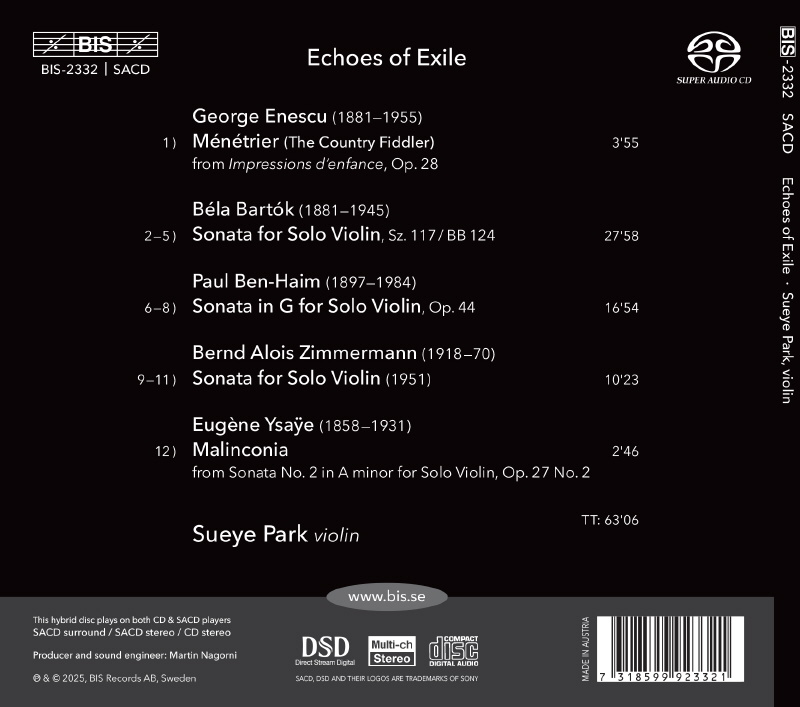 박수예 (Sueye Park) - 망명의 메아리 (Echoes of Exile) [SACD Hybrid]
