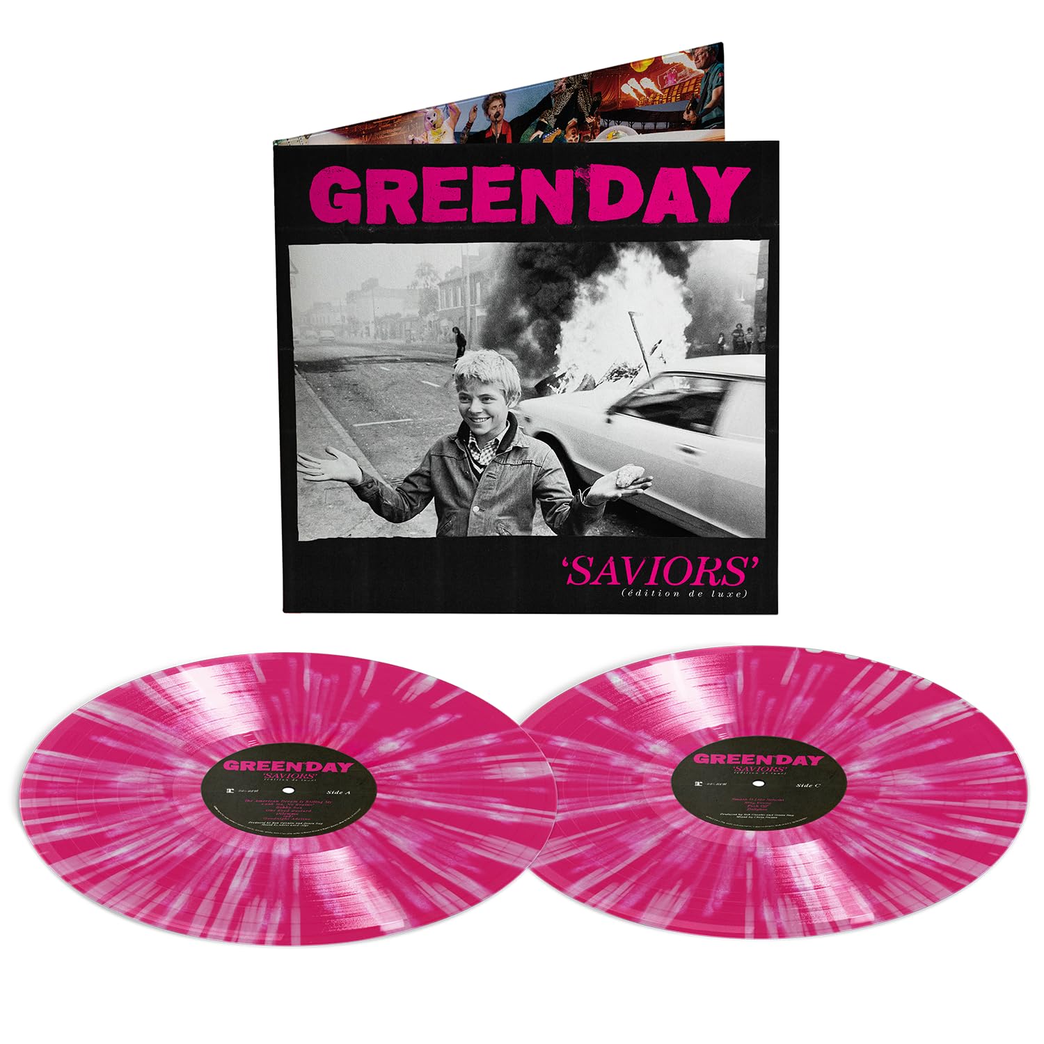 Green Day (그린데이) - 14집 Saviors (édition de luxe) [핫핑크 & 화이트 스플래터 컬러 2LP]