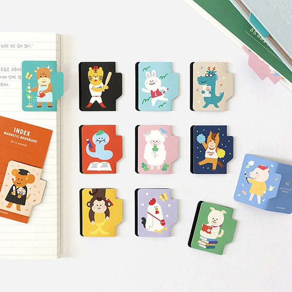 [예스24배송]12가지 동물 인덱스 마그네틱 북마크