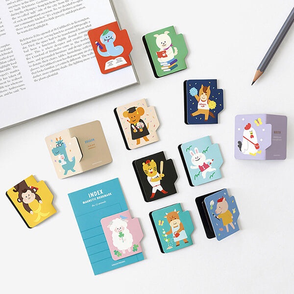 [예스24배송]12가지 동물 인덱스 마그네틱 북마크