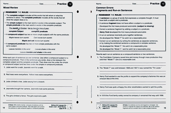 McGraw-Hill Language Arts, Grade 6, Practice Workbook