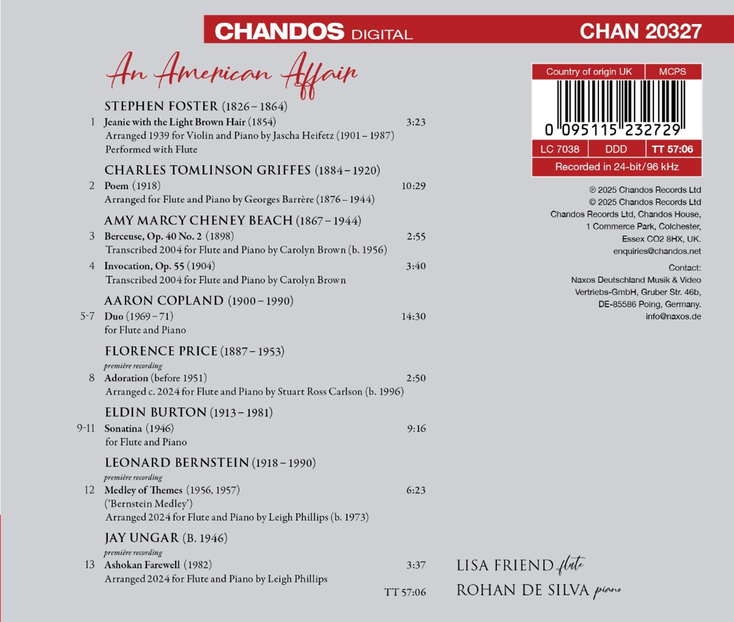 Lisa Friend (리사 프렌드) - 미국의 플루트 작품집 (An American Affair)