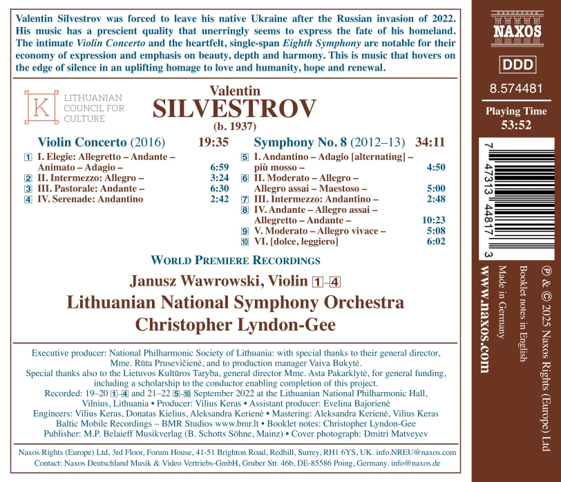 Christopher Lyndon-Gee 실베스트로프: 교향곡 8번, 바이올린 협주곡 (Silvestrov: Violin Concerto & Symphony No. 8)