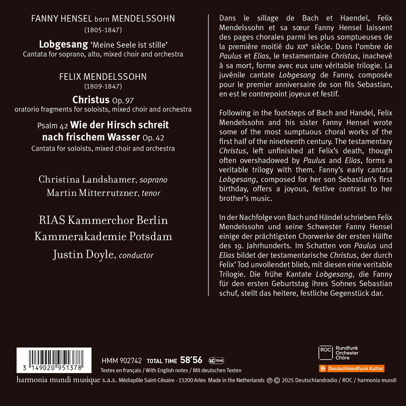 Justin Doyle 파니 & 펠릭스 멘델스존: 종교음악 1집 (Fanny & Felix Mendelssohn: Sacred Music Vol. 1)