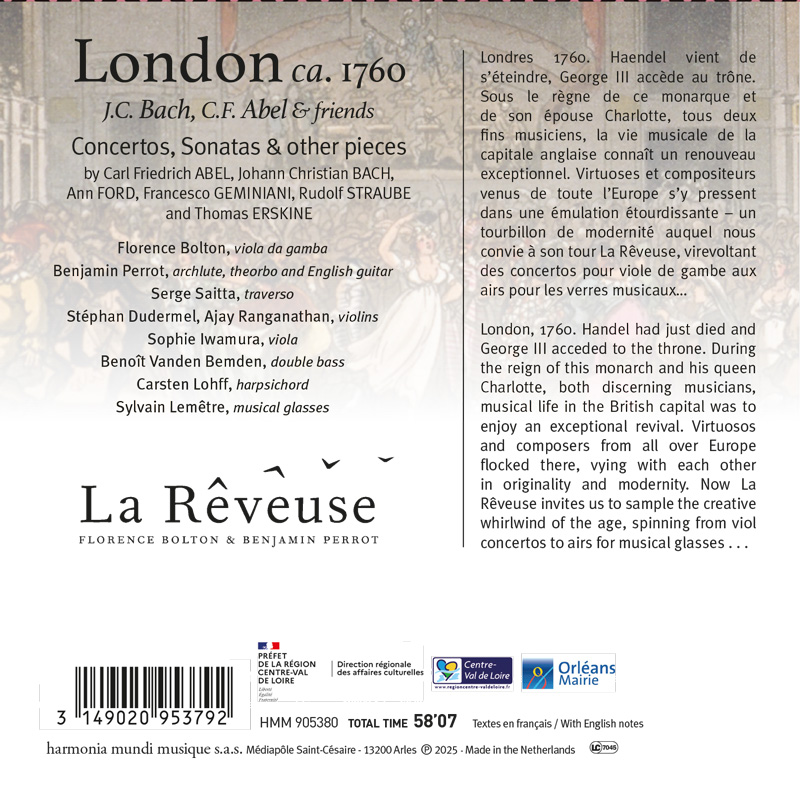 La Reveuse (라 레브즈) - 런던 1760년경의 바흐, 아벨 그리고 친구들 (London Circa 1760: J.C. Bach, C.F. Abel & Friends)