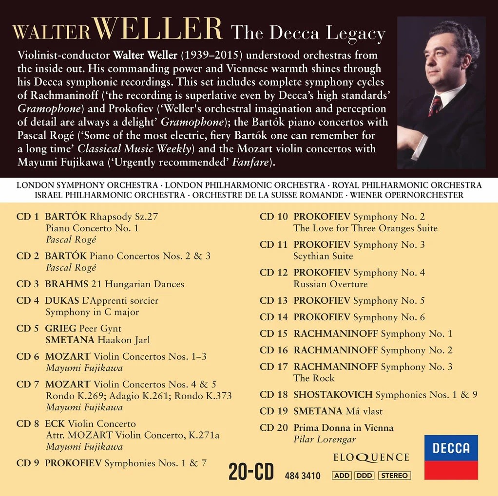 Walter Weller 발터 벨러 데카 레이블 녹음 에디션 (The Decca Legacy) [20CD 박스세트]