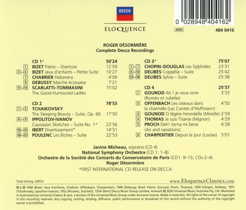 Roger Desormiere (로제 데조르미에르) - 데카 레이블 녹음 전집 (Complete Decca Recordings) [4CD 박스세트]