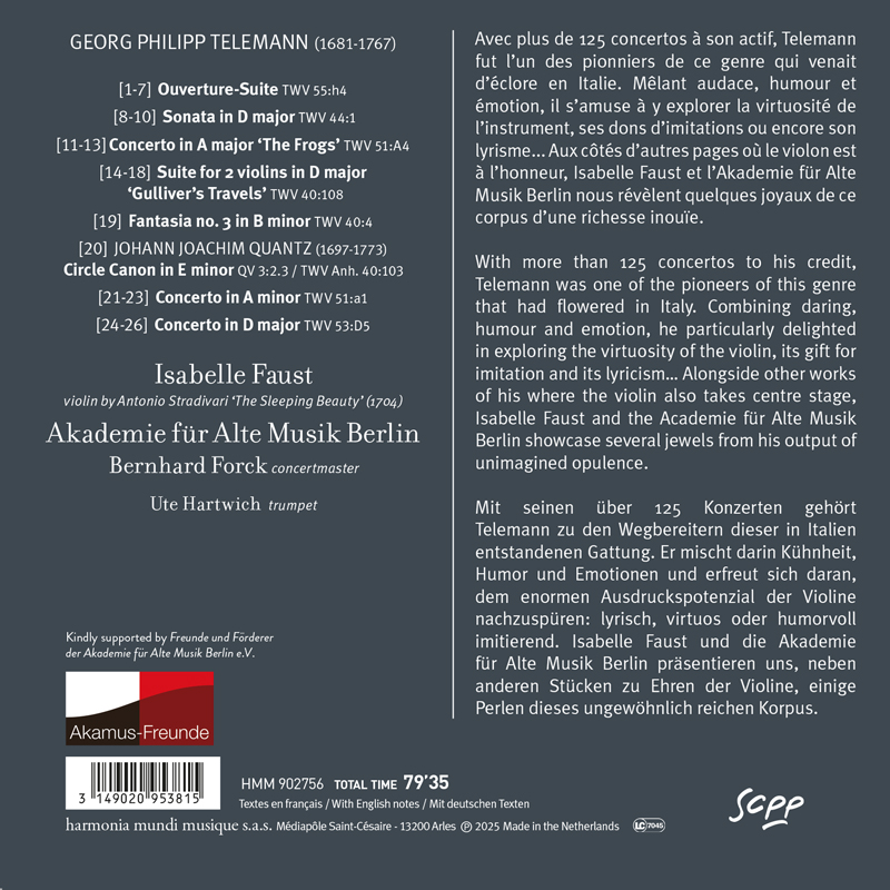 Isabelle Faust 텔레만: 바이올린 협주곡, 서곡, 모음곡, 환상곡 (Telemann: Violin Concertos, Overture, Suite, Fantasie)