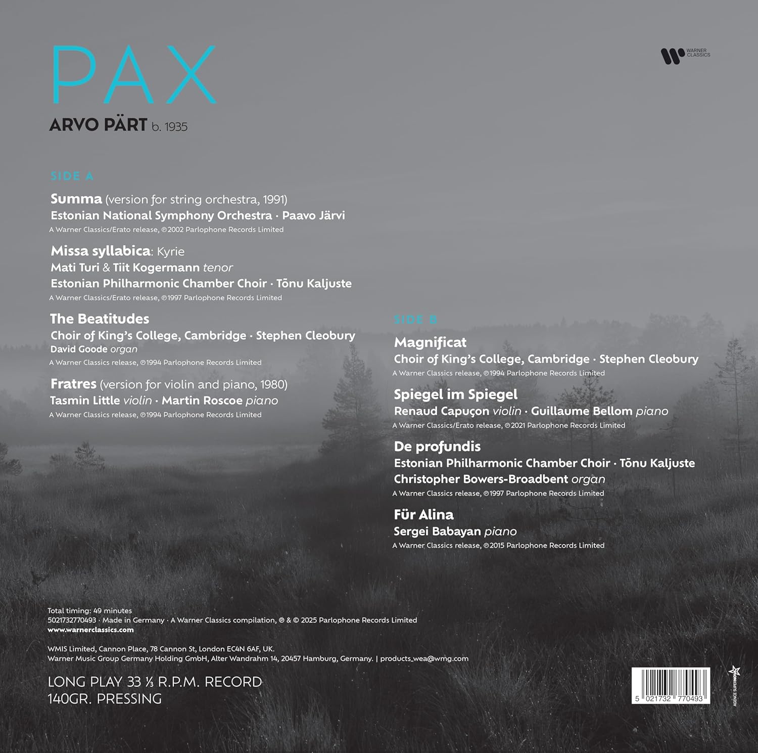 Arvo Part (아르보 페르트) - PAX [LP]