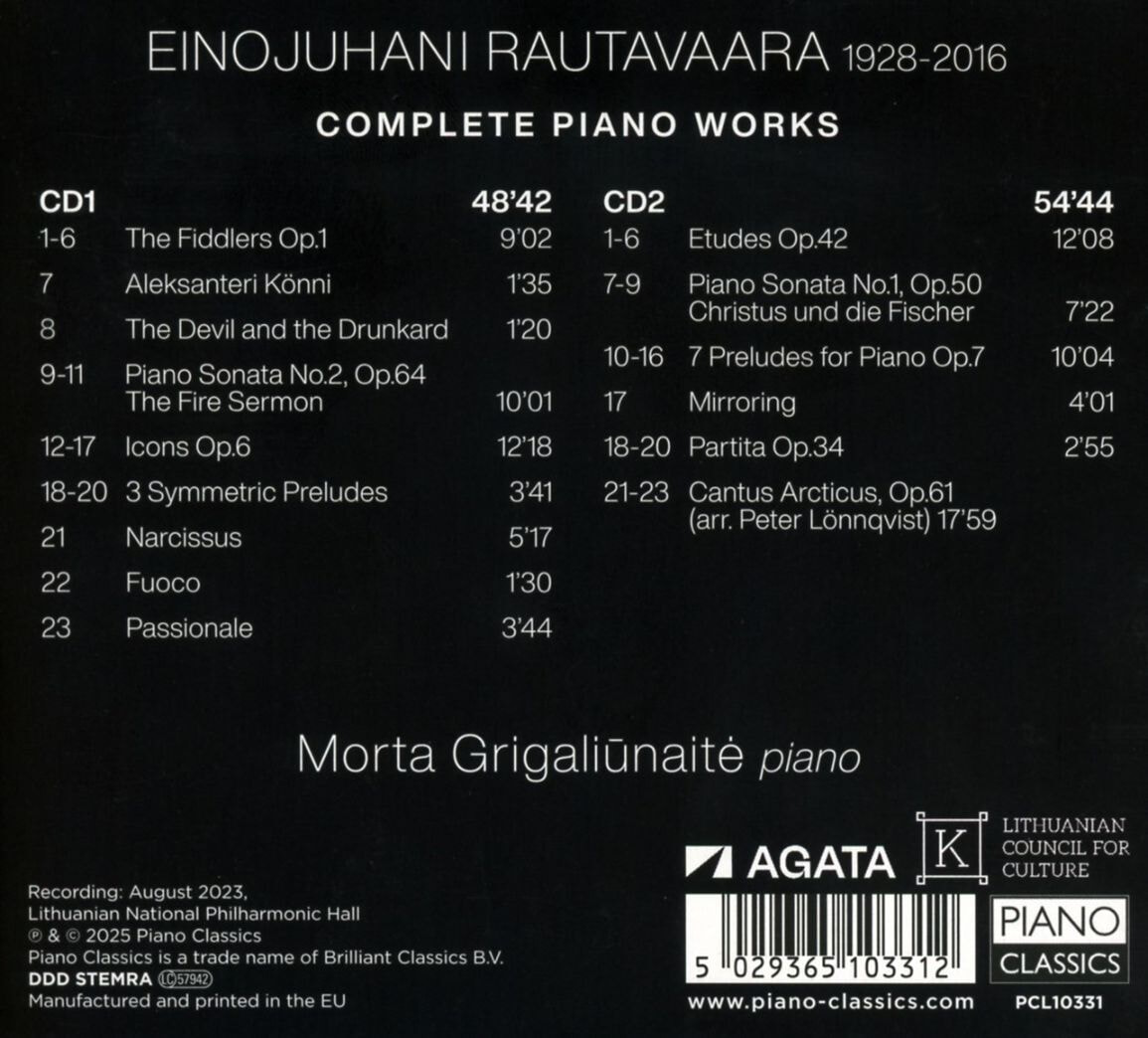 Morta Grigaliunaite 라우타바라: 피아노 작품 전곡 (Rautavaara: Complete Piano Works)