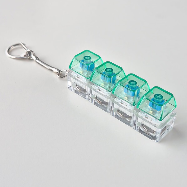 키보드 키링 LED 키캡 딸깍이 열쇠고리 스위치 블럭 키홀더 가방꾸미기 라이트 4구 스트레스해소