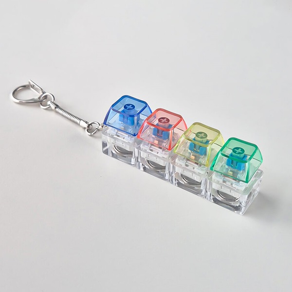 키보드 키링 LED 키캡 딸깍이 열쇠고리 스위치 블럭 키홀더 가방꾸미기 라이트 4구 스트레스해소