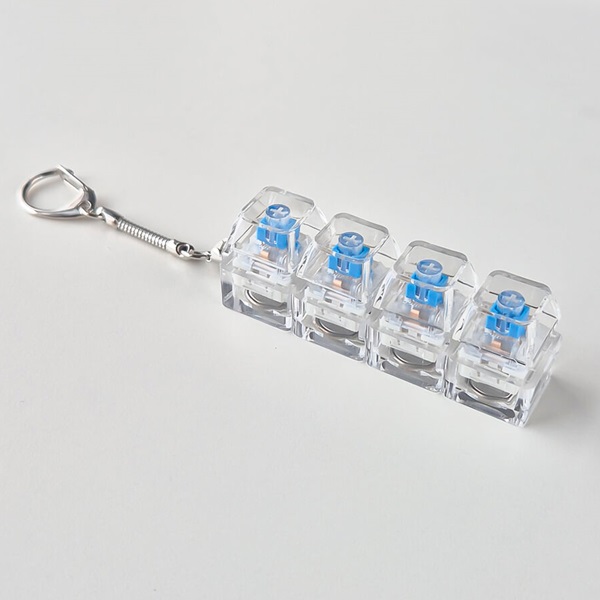 키보드 키링 LED 키캡 딸깍이 열쇠고리 스위치 블럭 키홀더 가방꾸미기 라이트 4구 스트레스해소