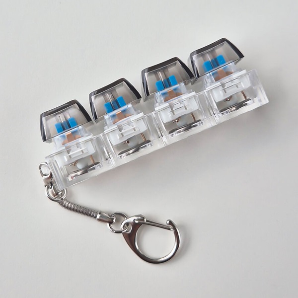 키보드 키링 LED 키캡 딸깍이 열쇠고리 스위치 블럭 키홀더 가방꾸미기 라이트 4구 스트레스해소