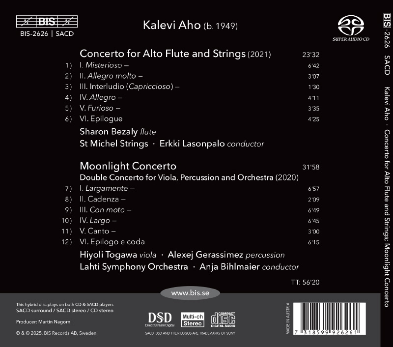 Anja Bihlmaier 아호 - 비올라와 타악기를 위한 문나이트 협주곡, 알토 플루트와 현악기를 위한 협주곡 (Aho: Moonlight Concerto; Alto Flute Concerto) [SACD Hybrid]