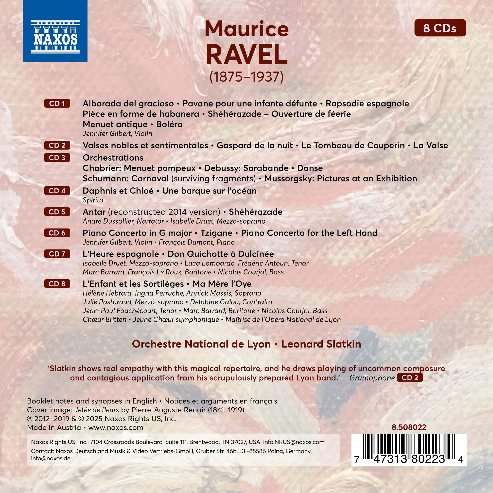 Leonard Slatkin 라벨: 관현악 작품과 오페라 (Ravel: Orchestral Works And Operas) [8CD 박스세트]