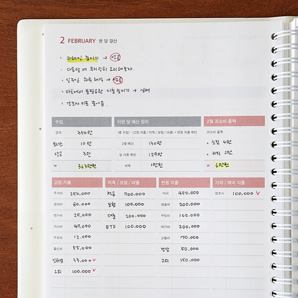 2026 생활의 온도 스프링 가계부 (날짜형 1년용)