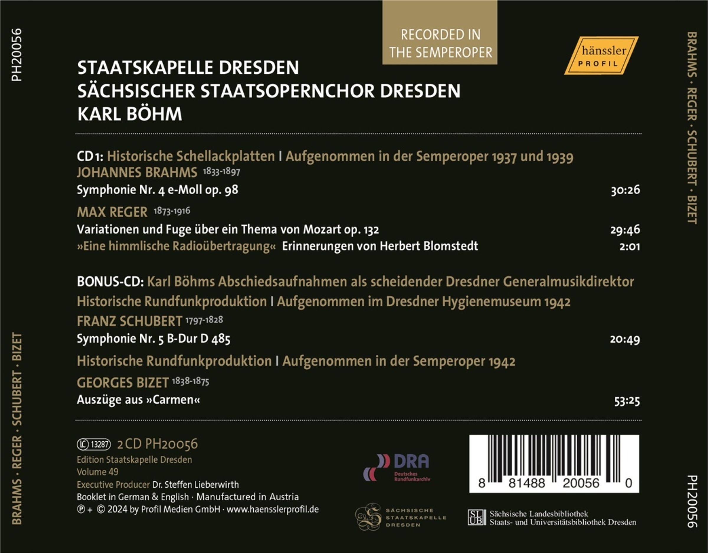 Karl Bohm 카를 뵘 (Edition Staatskapelle Dresden, Vol. 49)
