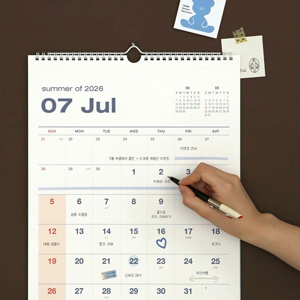 아이코닉 2026 플로우 월 캘린더 (벽걸이 달력 스케줄러)