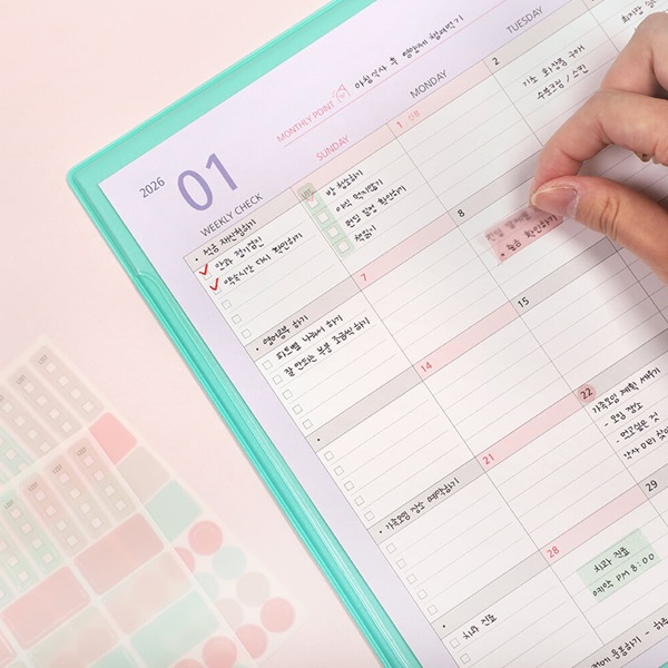 2026 한정판 먼슬리매트 (날짜형) + 일정관리스티커
