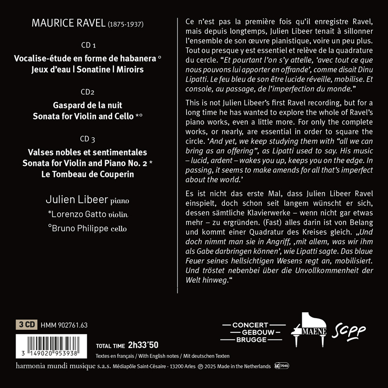 Julien Libeer 라벨: 피아노 & 실내악 음악 (Ravel: Piano & Chamber Music)