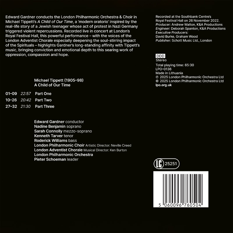 Edward Gardner 티펫: 우리시대 아이들 (Tippett: A Child of Our Time)