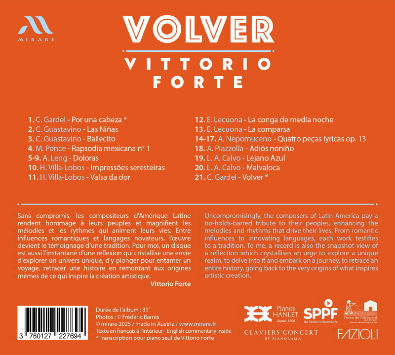 Vittorio Forte (비토리오 포트) - 귀향 - 남아메리카 작곡가들의 작품들 (Volver)