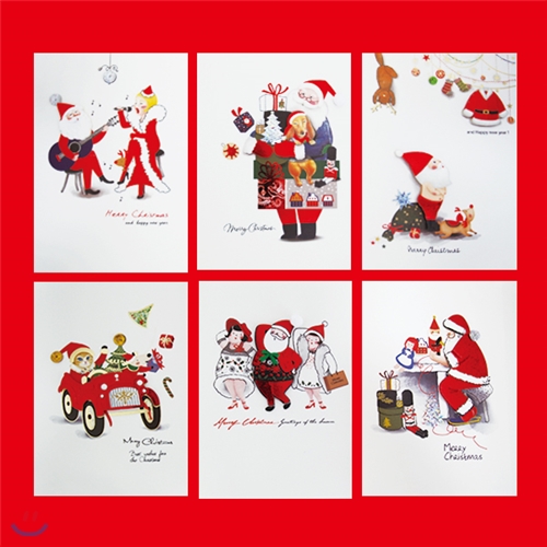 FS1022 Set(6종) 크리스마스카드,트리카드,산타카드,성탄절,미니카드,루돌프,카드