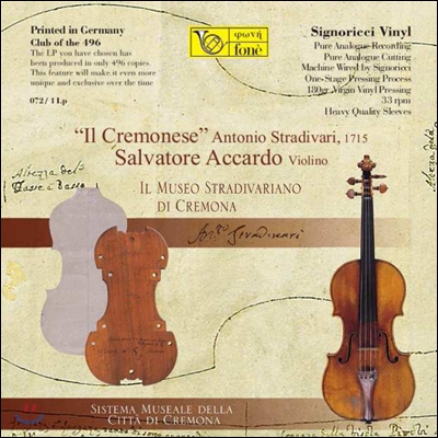 Salvatore Accardo 크라이슬러: 스트라디바리 명 바이올린 '일 크레모네세' 연주집 [LP]