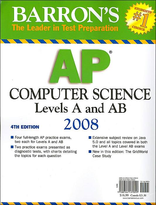 Barron's AP Computer Science Levels A and AB 2007-2008, 4/e