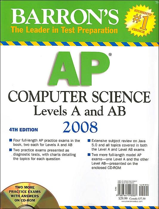 Barron's AP Computer Science 2007-2008 with CD-Rom, 4/e