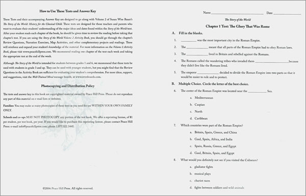 Story of the World Vol. 2 Workbook : Test and Answer Key