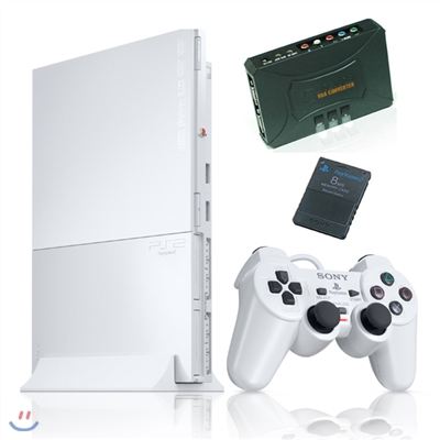 미니 플레이스테이션2 SCPH-90005번대+VGA 업스캔 컨버터+메모리(PS2) (블랙색상만 발송가능)