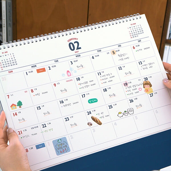 (26-27) 루나 레트로 2년 대형 B4 탁상 달력 (26년 1월~27년 12월, 음력, 절기)