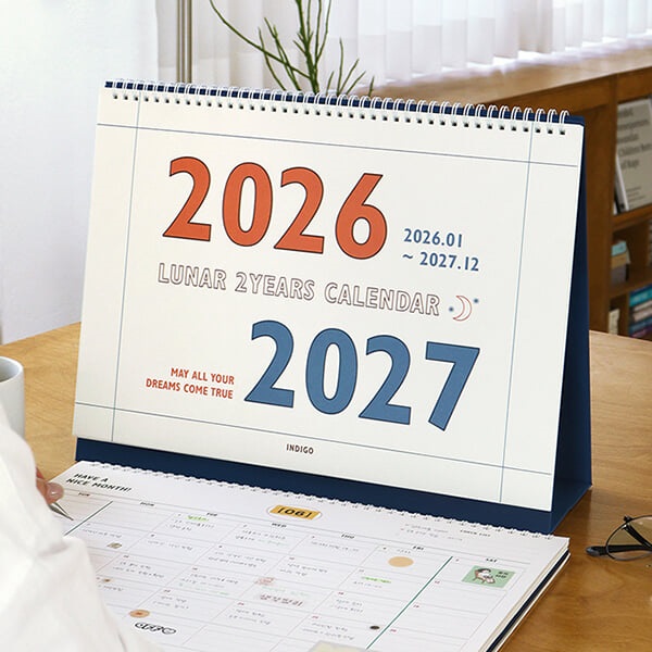 (26-27) 루나 레트로 2년 대형 B4 탁상 달력 (26년 1월~27년 12월, 음력, 절기)