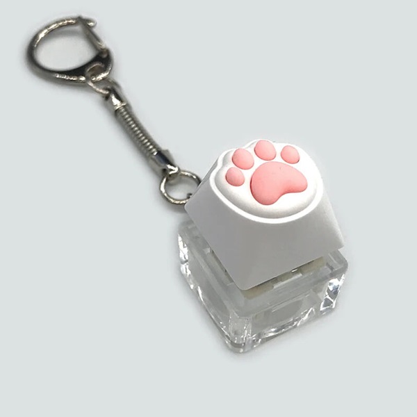 빛나는 LED 꾹꾹이 키캡 키링 고양이 발바닥 말랑이 키캡 딸깍이 청축 카라비너 키보드 버튼 스위치 피젯 손장난감 키링 키홀더 백참 가꾸 참