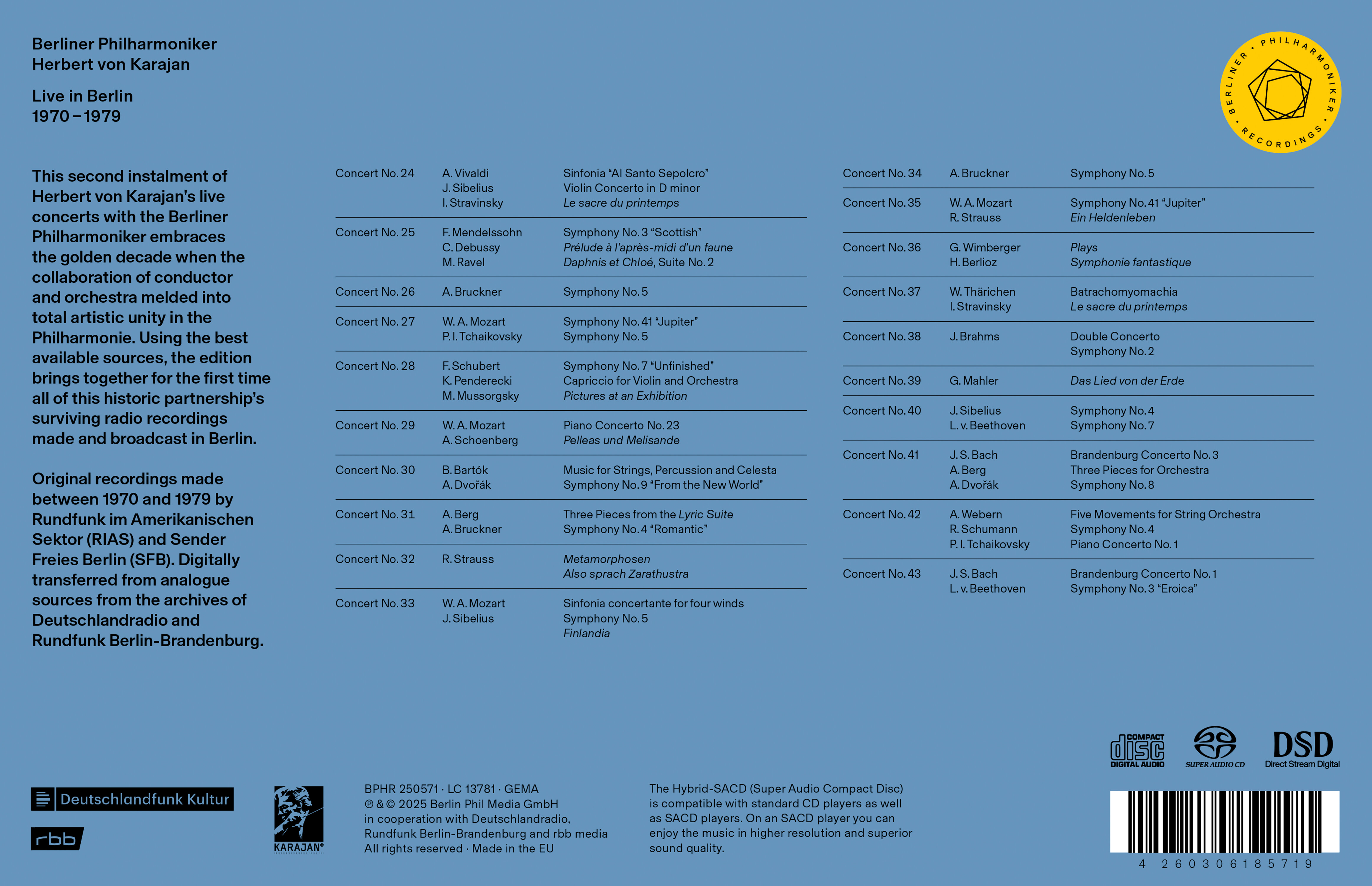 카라얀 & 베를린필 라이브 녹음집 (Herbert von Karajan / Berliner Philharmoniker) - ‘라이브 인 베를린 1970–1979’ (Live in Berlin 1970-1979) [20SACD Hybrid 박스세트]