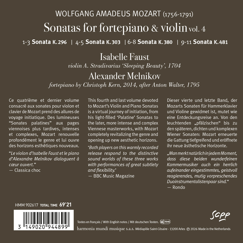 Isabelle Faust 모차르트: 바이올린 소나타 4집 K. 296, 303, 380, 481 - 이자벨 파우스트