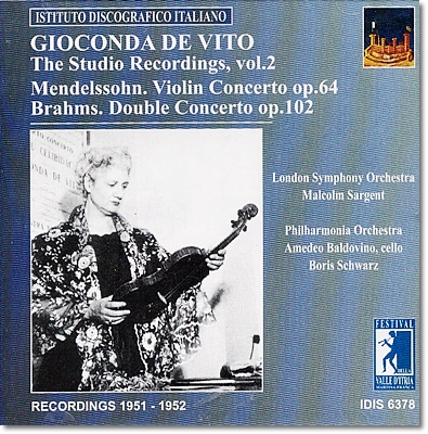 지오콘다 드 비토 1951~1952년 스튜디오 녹음 : 브람스 / 멘델스존 : 바이올린 협주곡