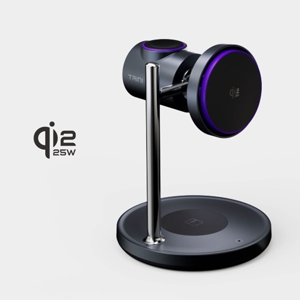 트리니 Qi2 25W BLDC 쿨링팬 애플+갤럭시 지원 맥세이프 3in1 초고속 무선충전기 TR-Qi25W