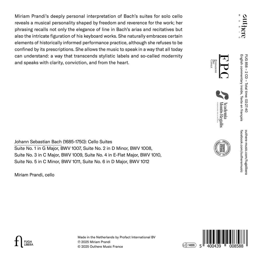 Miriam Prandi 바흐: 무반주 첼로 모음곡 전곡 (Bach: Cello Suites)