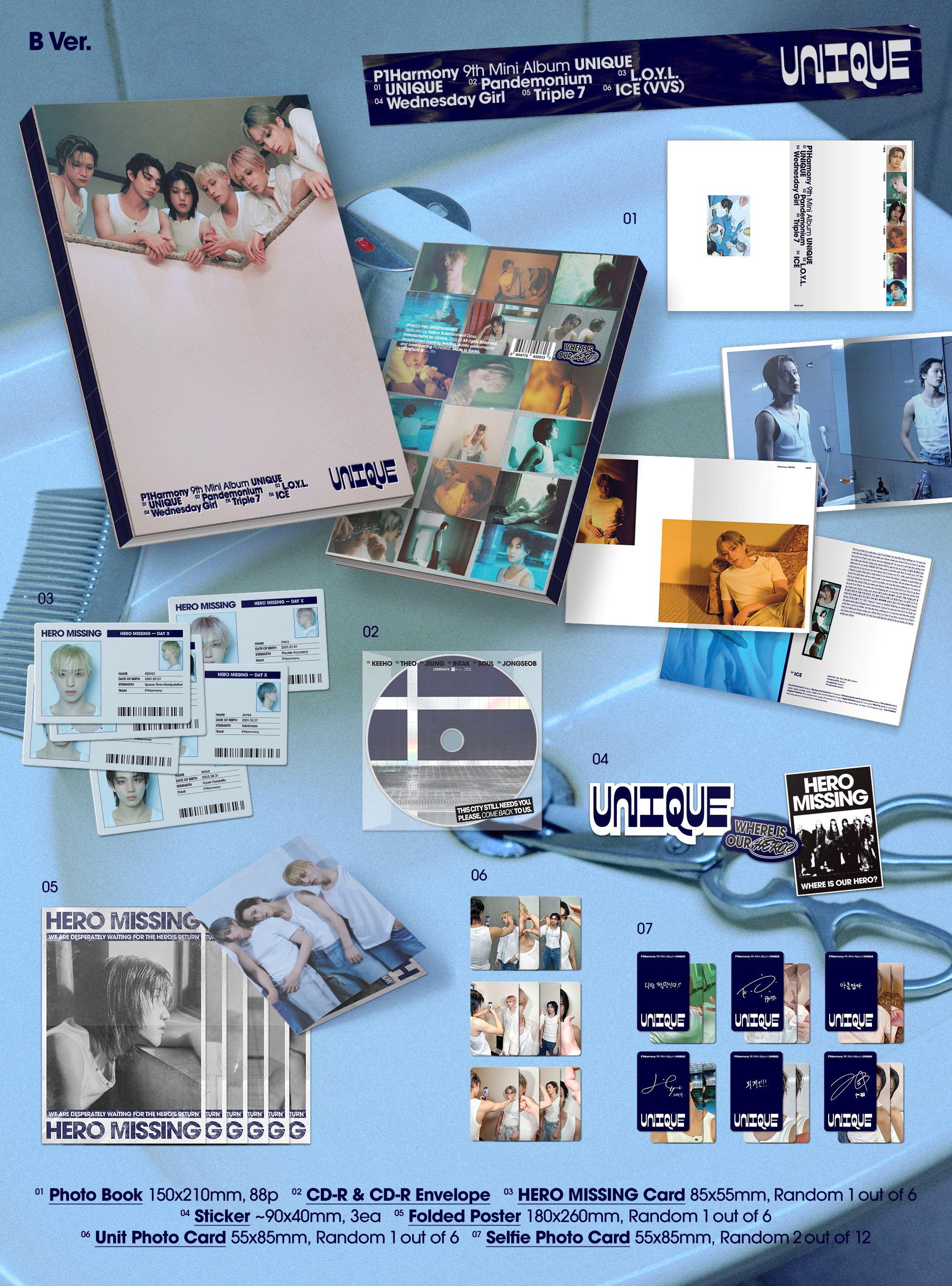 P1Harmony - Mini Album Vol. 9 : UNIQUE [Photobook Ver.][3 Types Set] - Detail 2