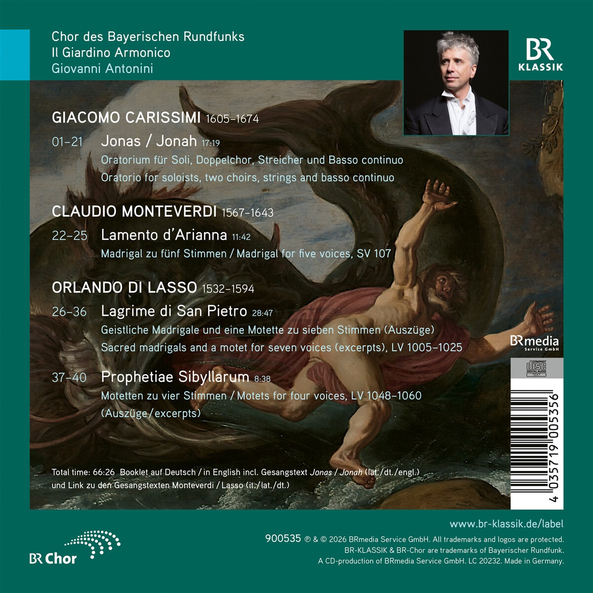 Giovanni Antonini 카리시미: 요나스 / 몬테베르디: 리멘토 다리아나 외 (Carissimi: Jonas / Monteverdi: Lasso)