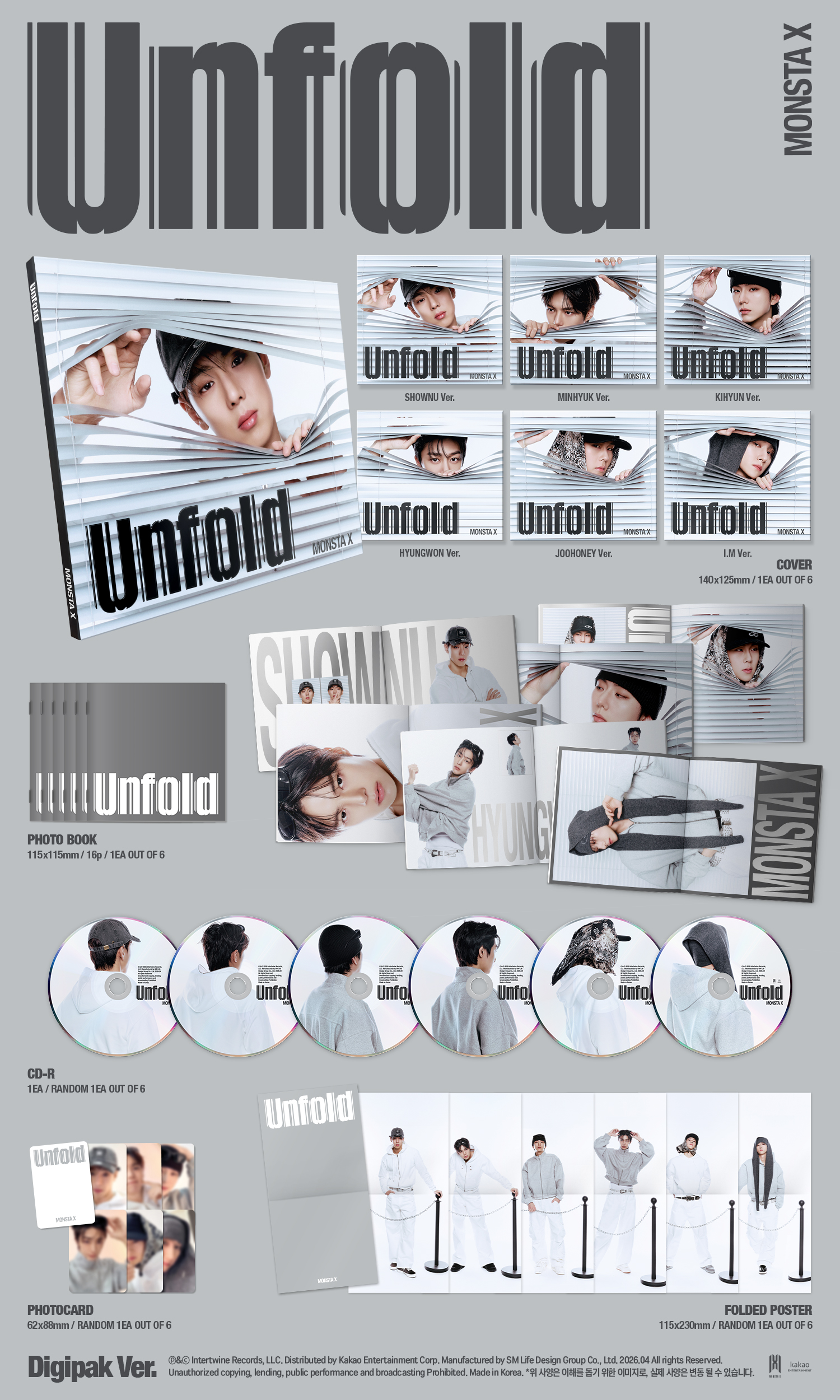 MONSTA X - Unfold [DIGIPACK VER.][6 Types SET] - Detail 1