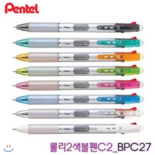 Pentel 롤리2색볼펜C2 BPC27 0.7mm  낱개 rolly 